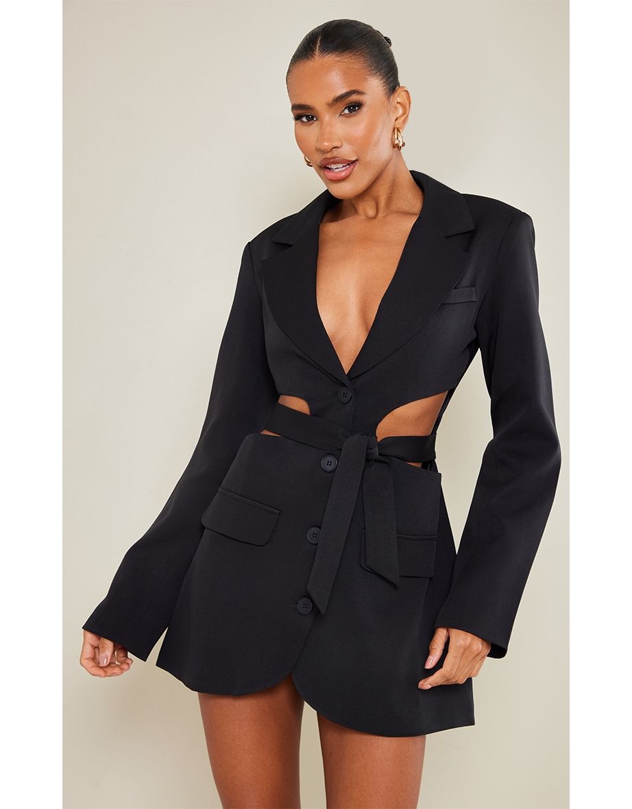 Pretty little thing black best sale blazer dress