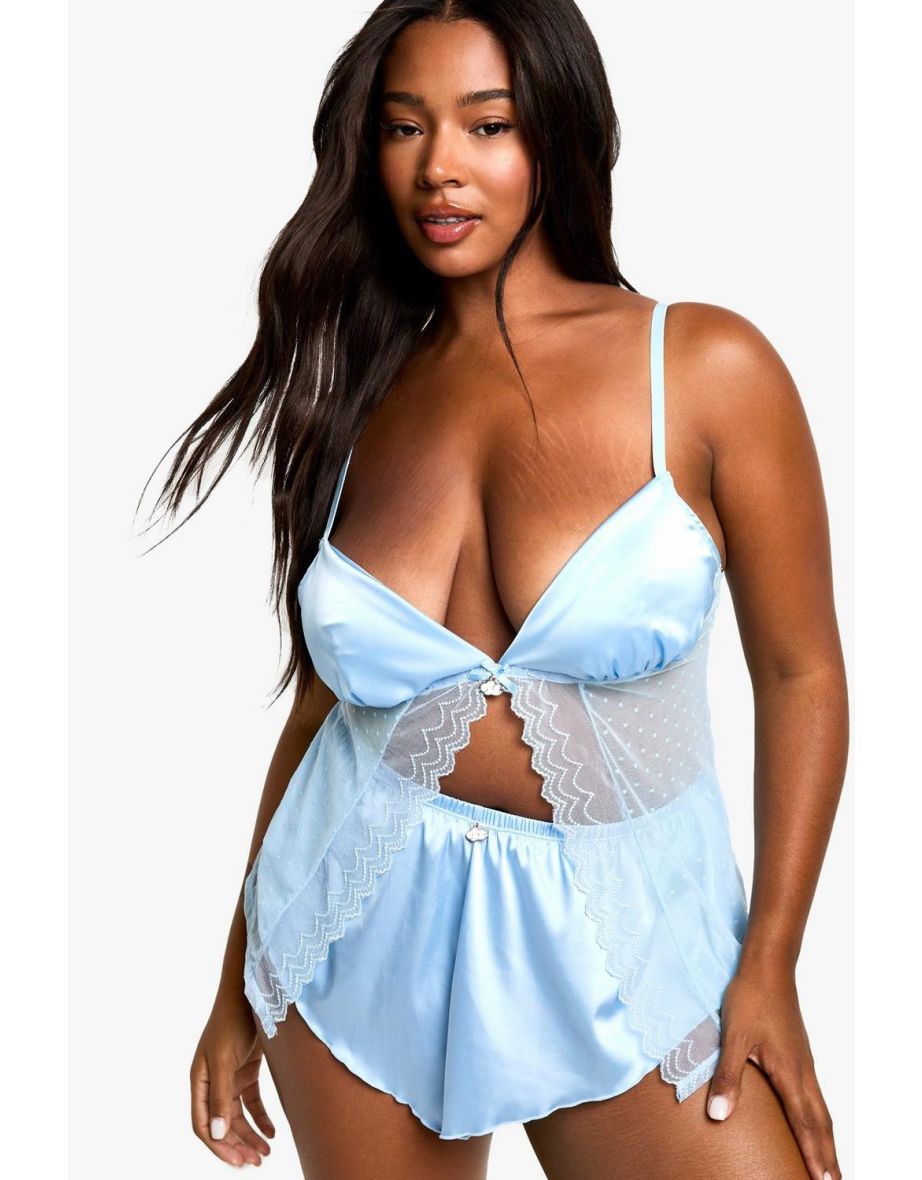 Valentines Plus Cloud Trim Open Front Babydoll