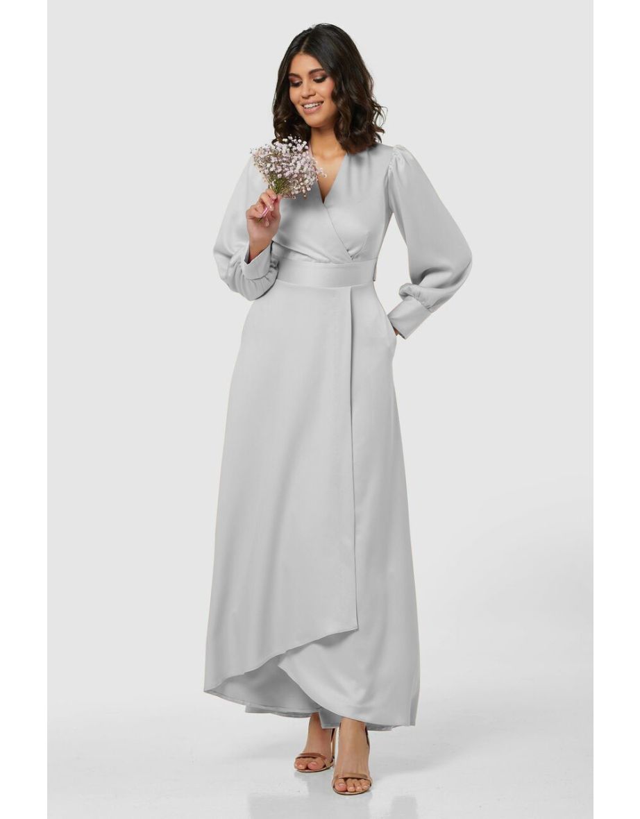 Closet London Silver High-Low Wrap Dress