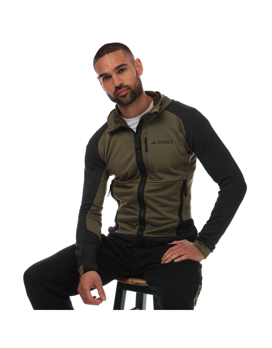 Men's adidas Terrex Tech Fleece Hoodie in Green - 3