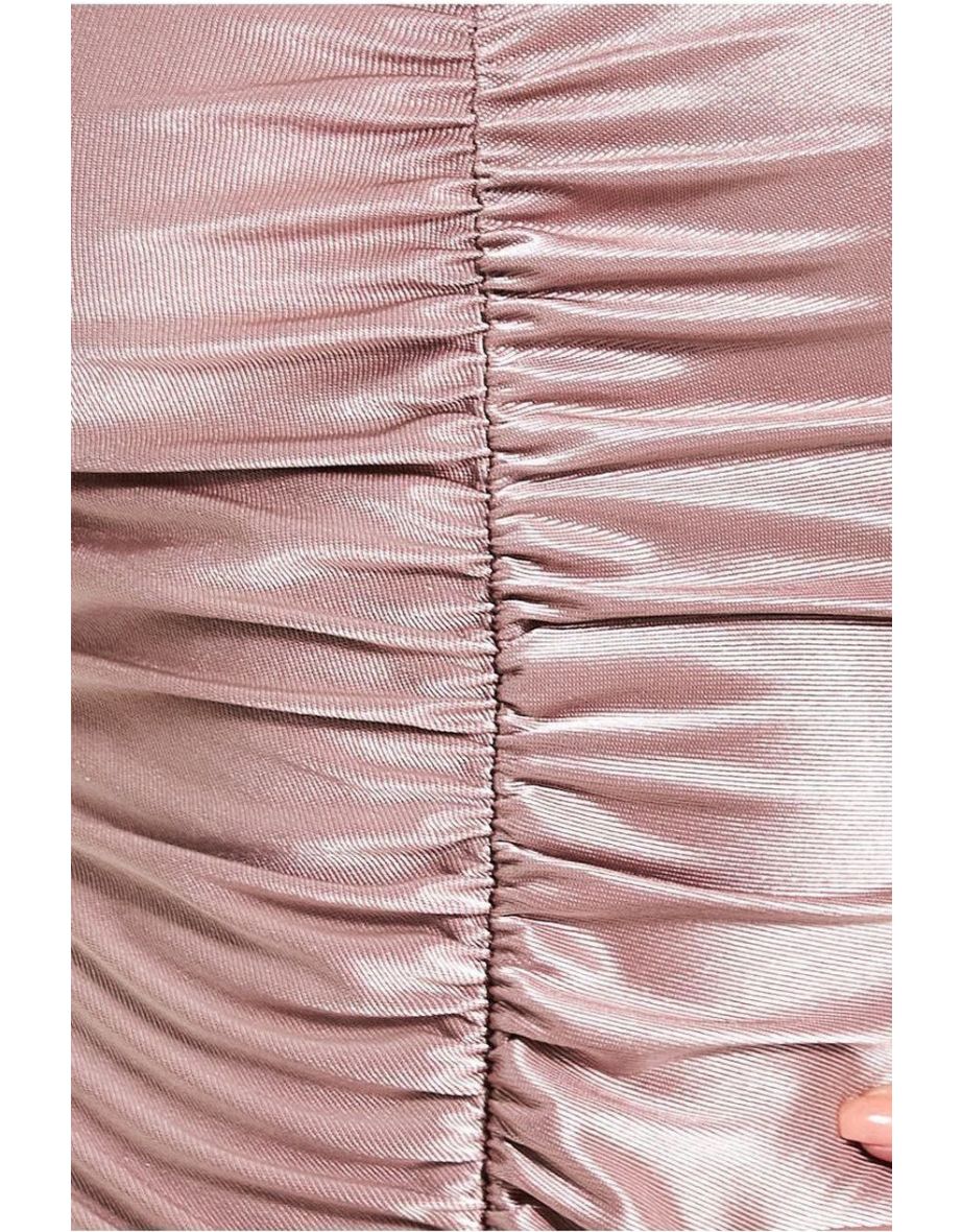 Goddiva Off The Shoulder Ruched Mini - Champagne - 3