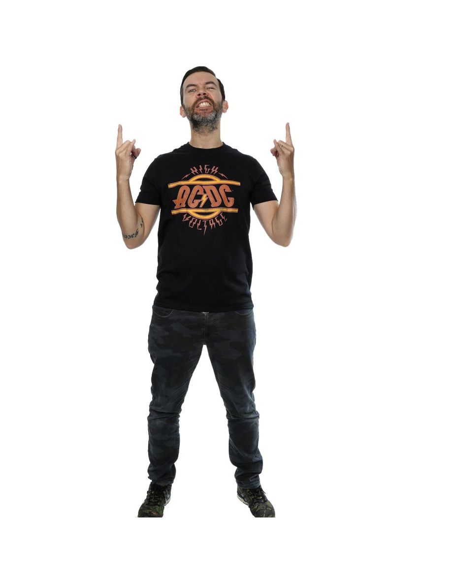AC/DC Mens High Voltage Distressed Logo T-Shirt - Black
