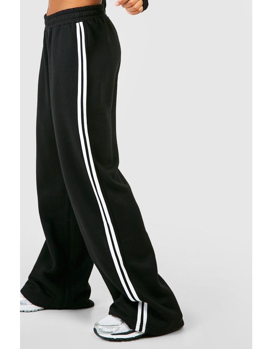 Long Sleeve Crop Top And Wide Leg Jogger Set - black - 3