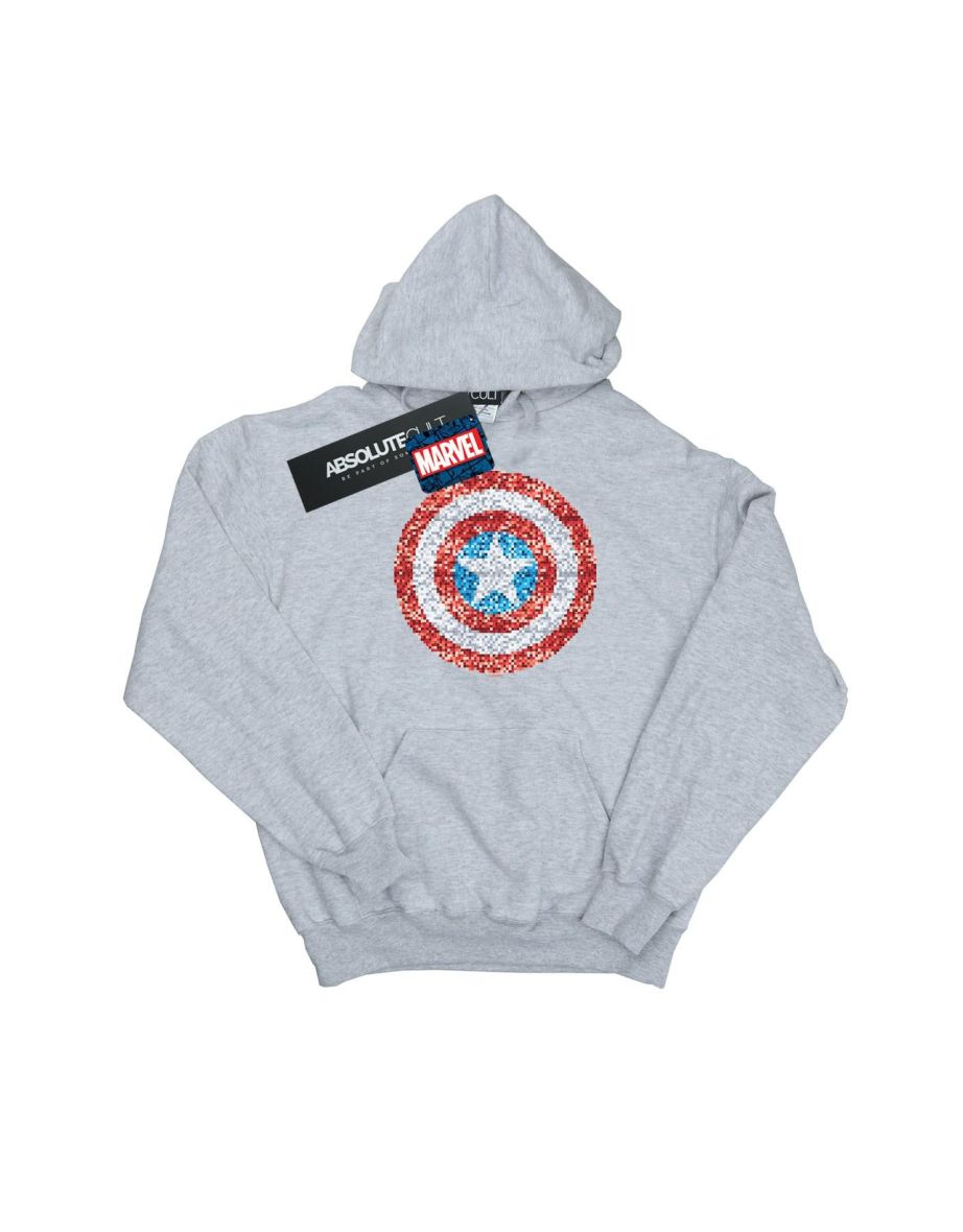 Marvel Womens/Ladies Captain America Pixelated Shield Hoodie - Sports Grey - 1