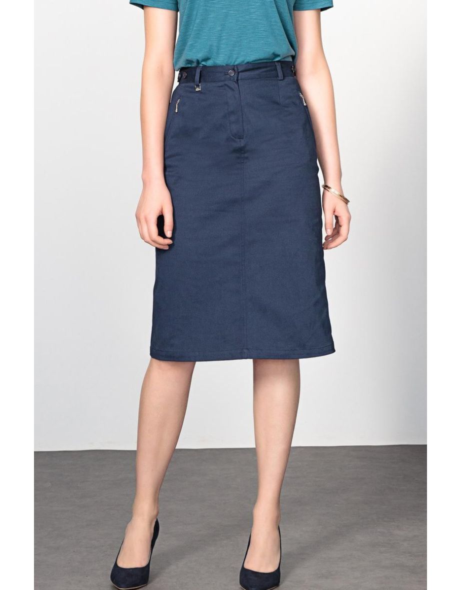 Stretch Cotton Satin Pencil Skirt