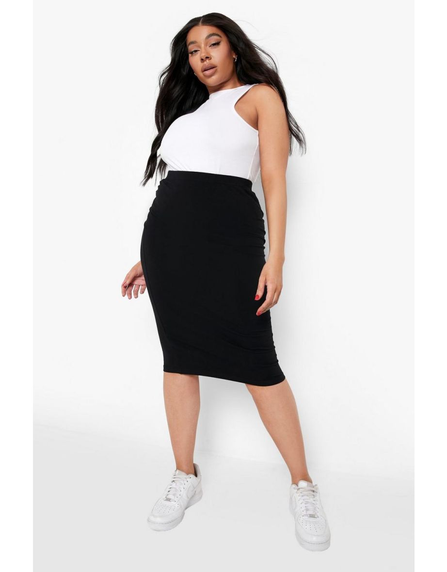 Plus Midi Tube Skirt - black
