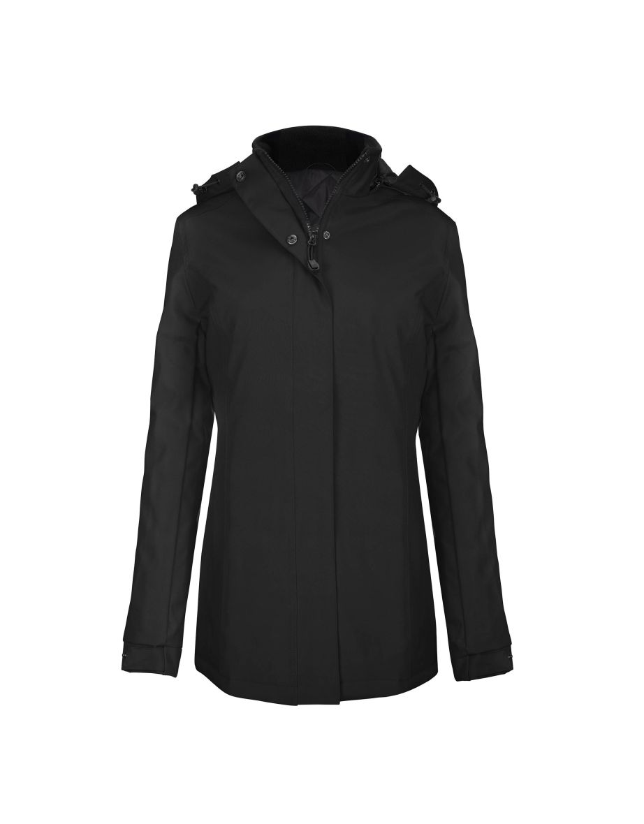 Kariban Womens/Ladies Hooded Parka Jacket - Black