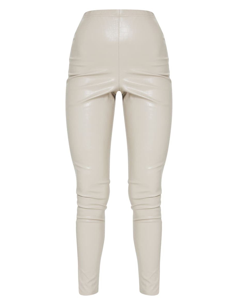 Stone Croc Faux Leather Skinny Trousers - 4