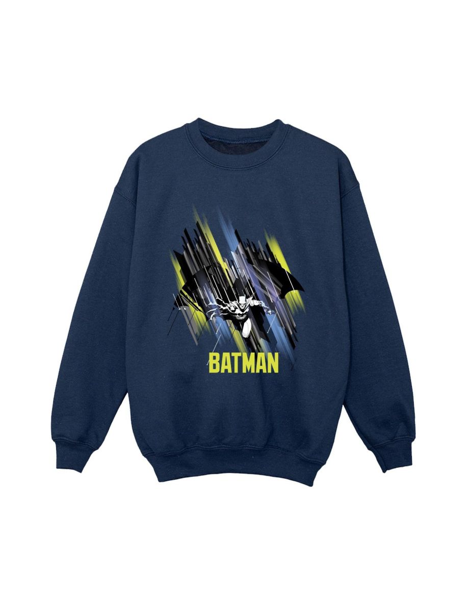 DC Comics Boys Batman Flying Batman Sweatshirt - Navy Blue - 1