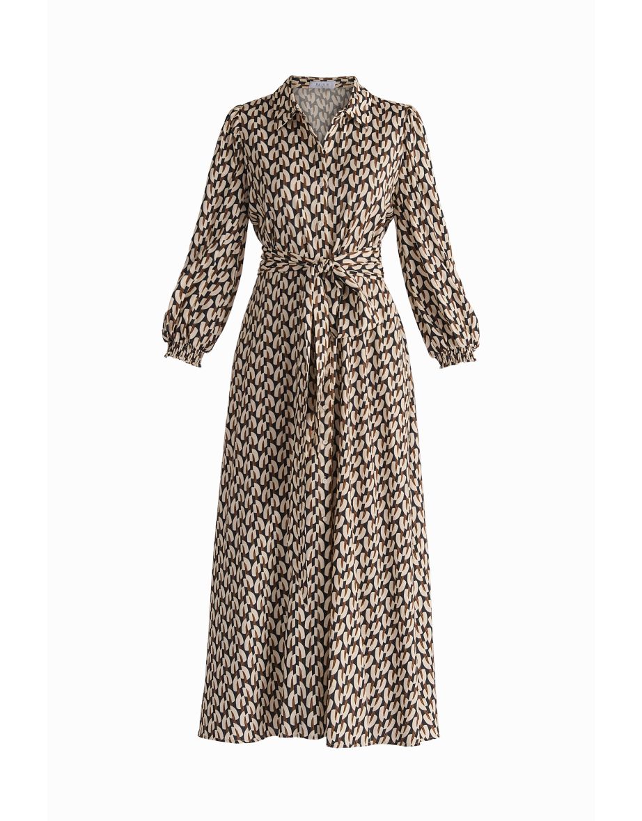 Geometric Print Maxi Shirt Dress - 5