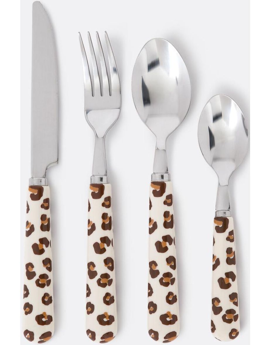 Azhar 24-Piece Cutlery Set with Leopard Print Handles
