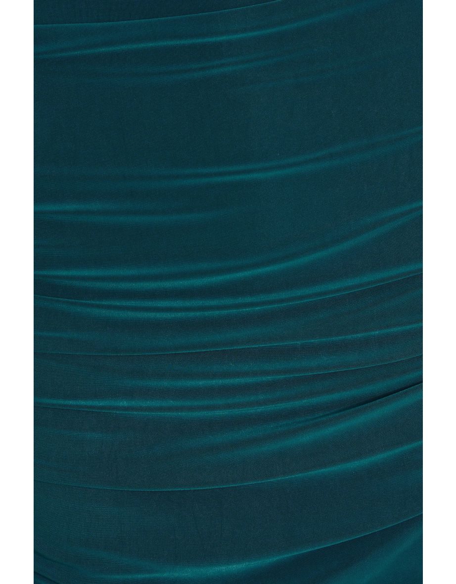 Teal Ruched Long Sleeve Midi Dress - 5