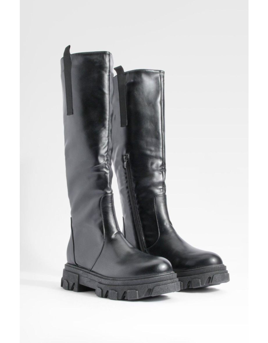 Panel Detail Chunky Boots - black