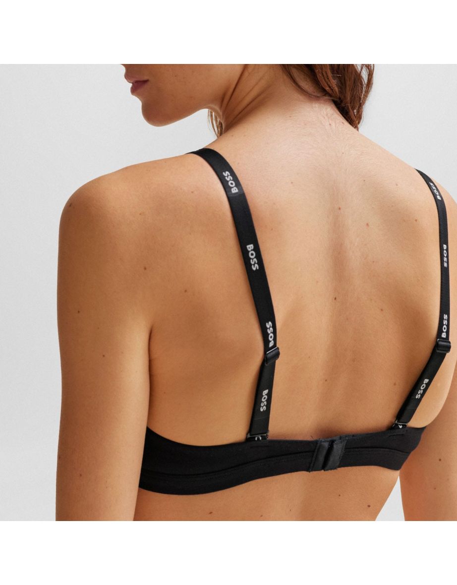 Women's Hugo Boss Logo Straps Triangle Bra in Black - 2