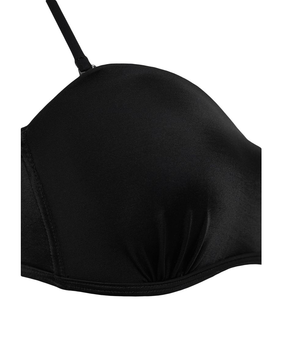 Black Strapless Gathered Bikini Top - 3