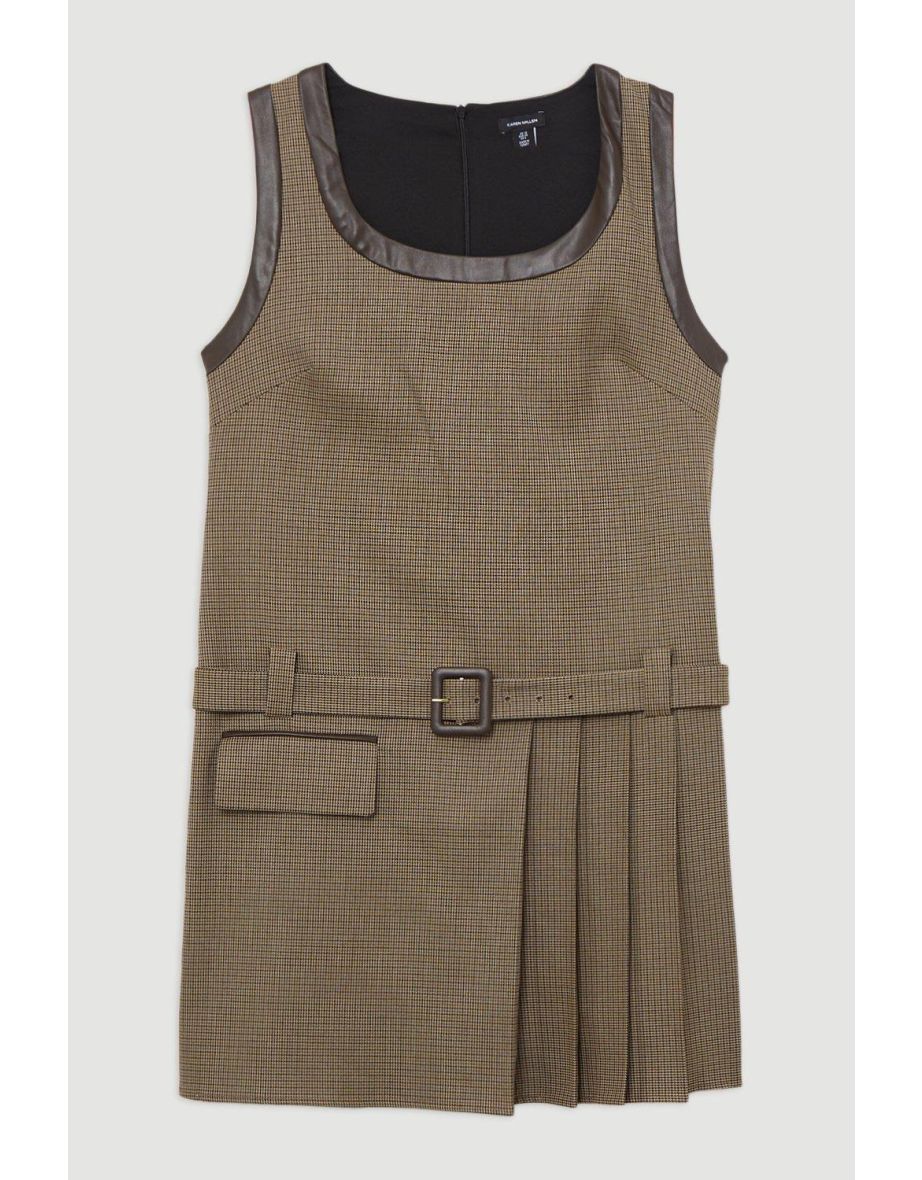 Compact Stretch Pleated Skirt Mini Dress - 3