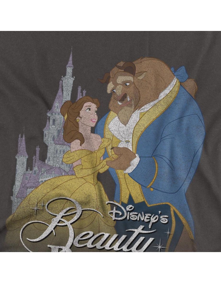 Beauty And The Beast  Adult Belle Beast Castle T-Shirt - Charcoal - 2