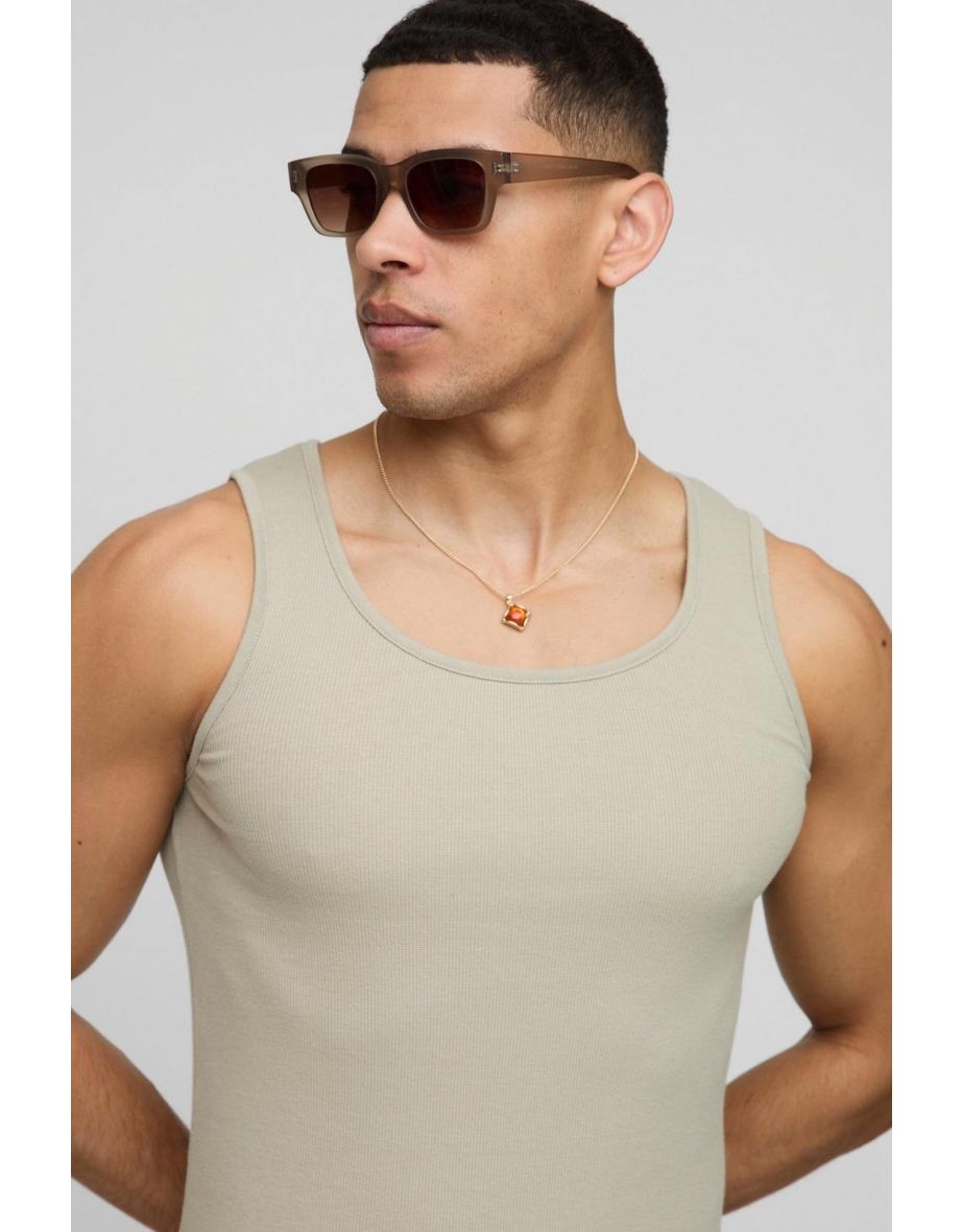 Basic Muscle Fit Vest - light khaki - 2