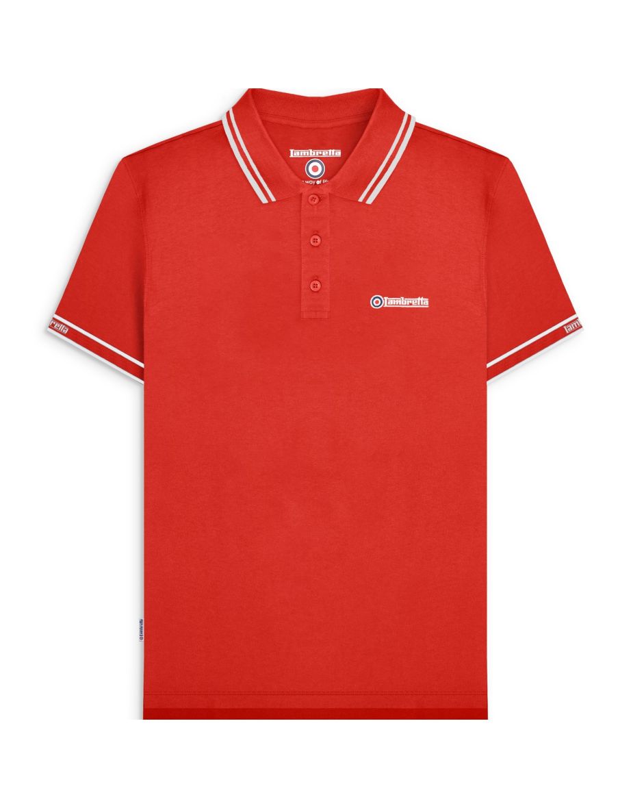 Lambretta Mens Branded Sleeve Short Sleeve Polo Shirt