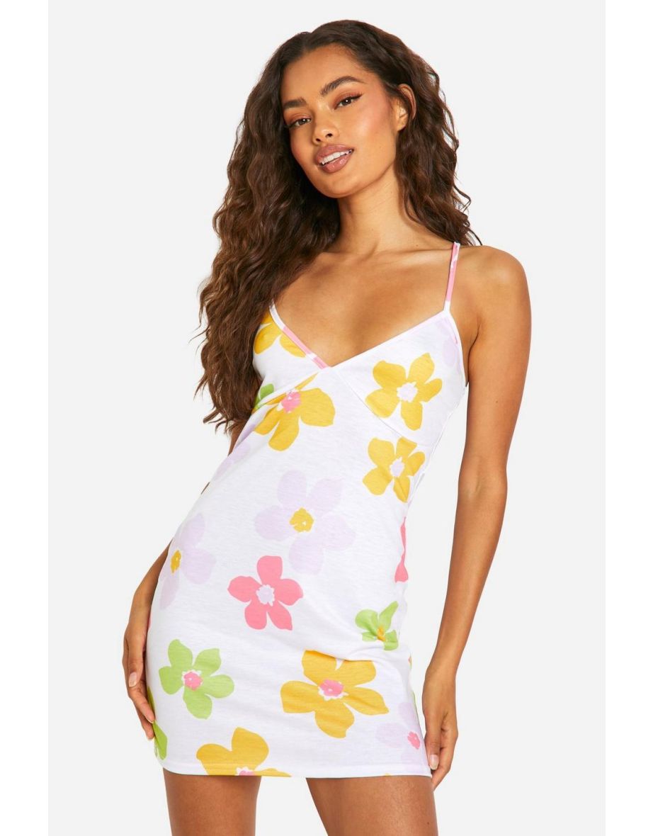 Floral Print Nightie - pink