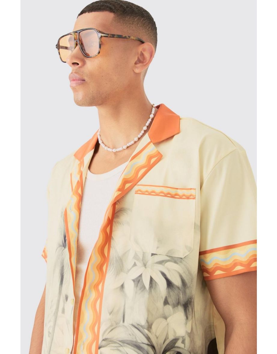 Oversized Revere Boarder Short Sleeve Shirt - yellow - 2