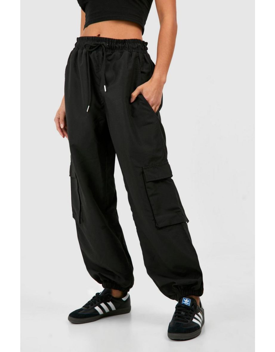 Petite Cuff Hem Twill Cargo Trouser - black - 3