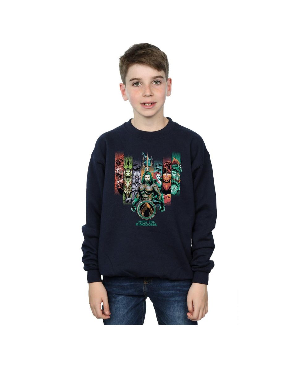 DC Comics Boys Aquaman Unite The Kingdoms Sweatshirt - Navy Blue - 1
