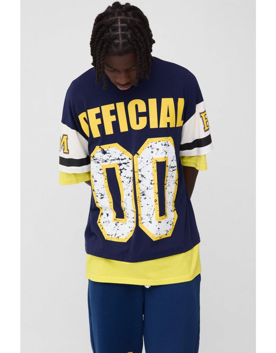Oversized Official Faux Layer Varsity T-Shirt