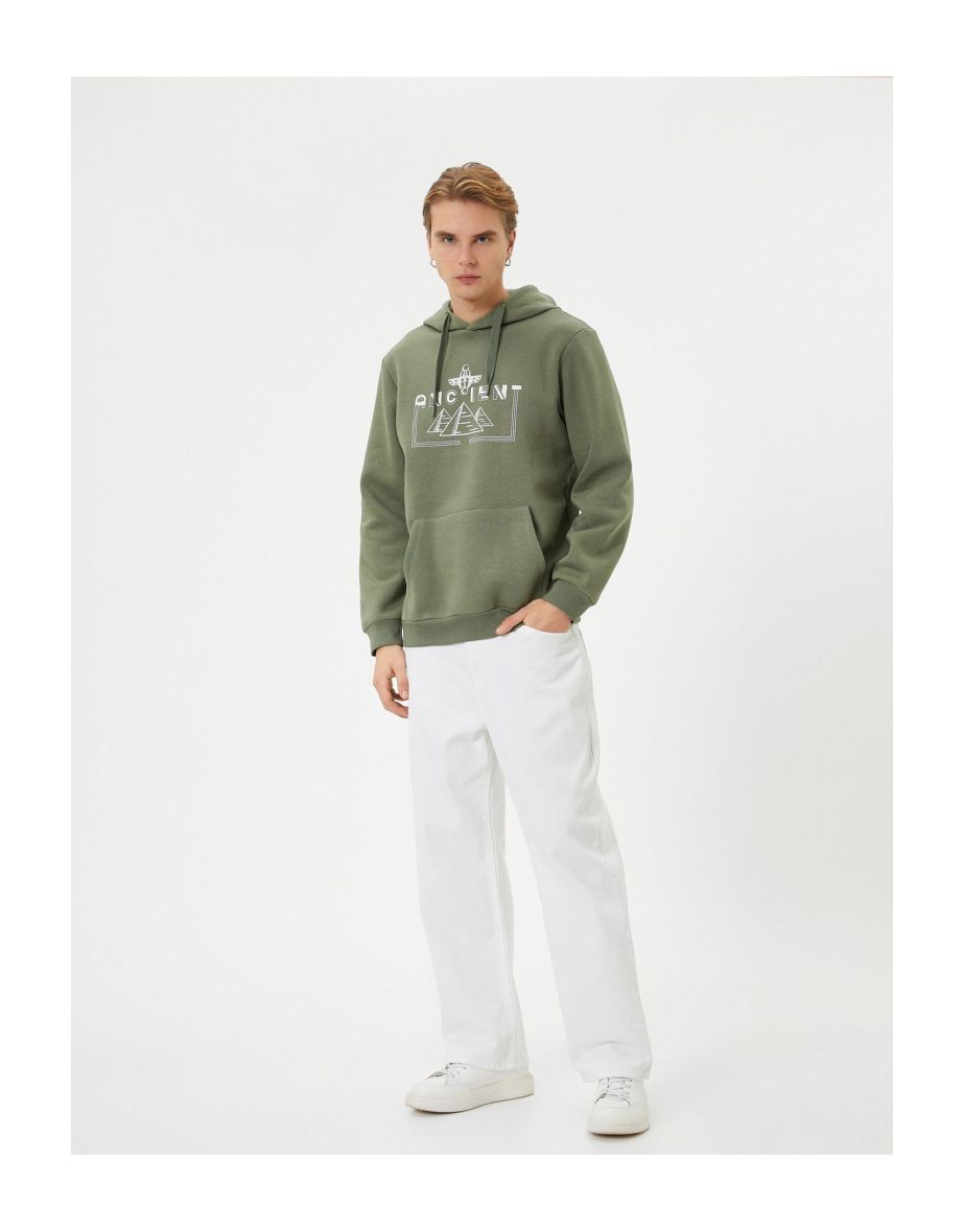 Back Printed Hoodie Mythology Theme Kangaroo Pocket Detail