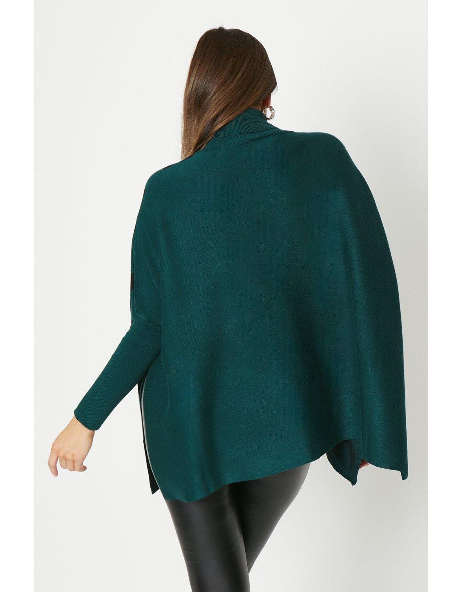 Zebra Roll Neck Poncho Jumper - 2