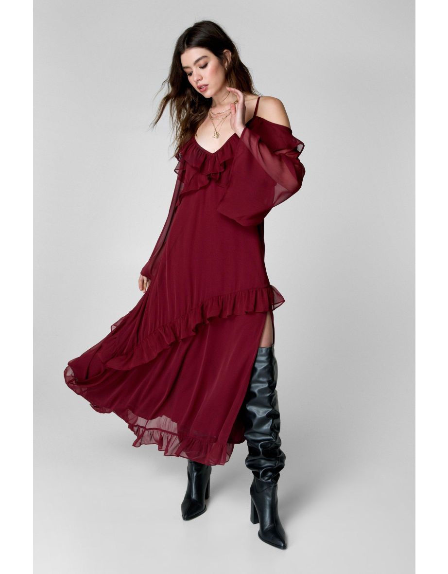 Bardot Ruffle Maxi Dress