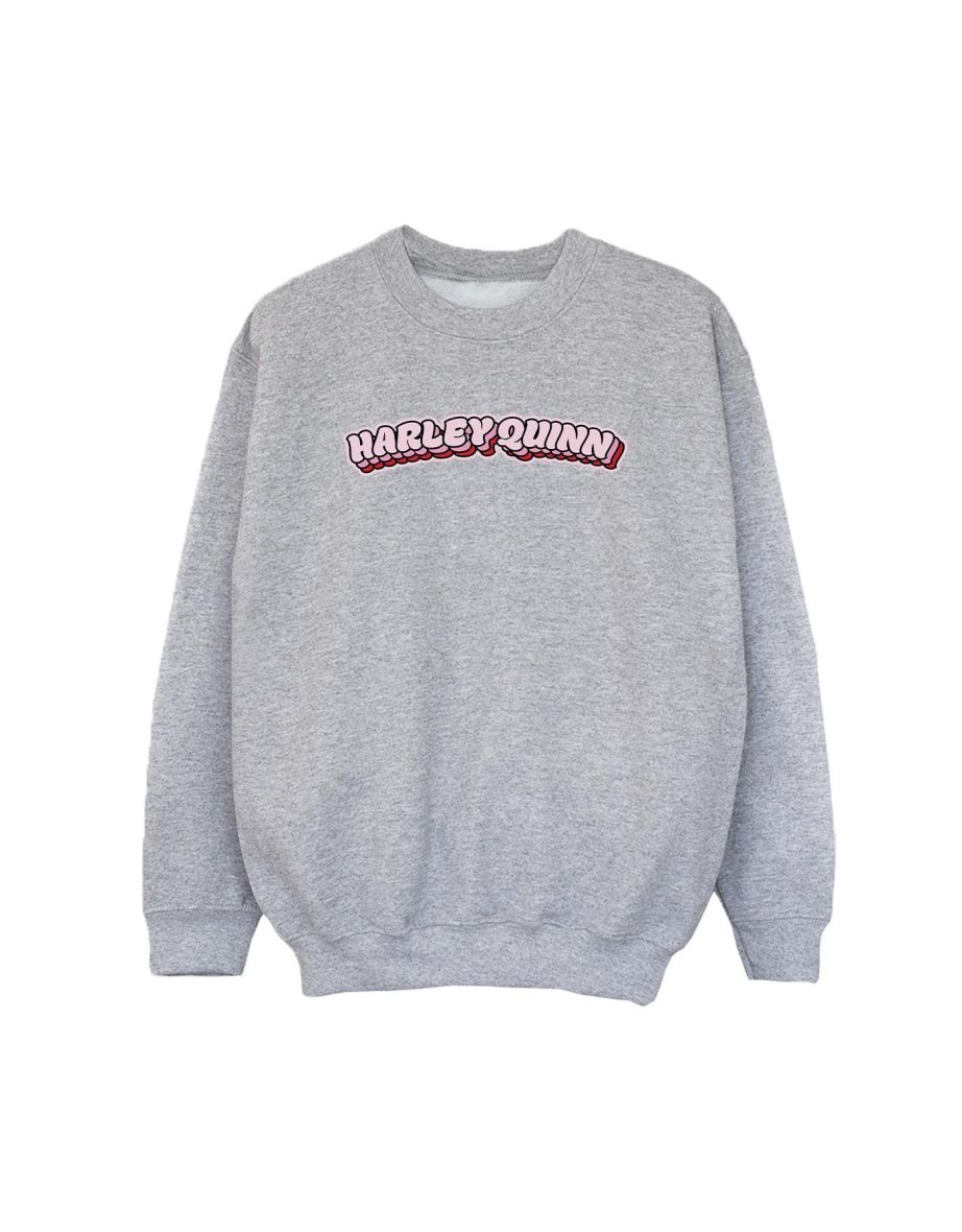 DC Comics Boys Batman Harley Quinn Logo Sweatshirt - Sports Grey