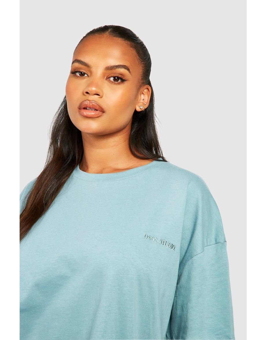 Plus Oversized T-shirt And Legging Set - blue - 3