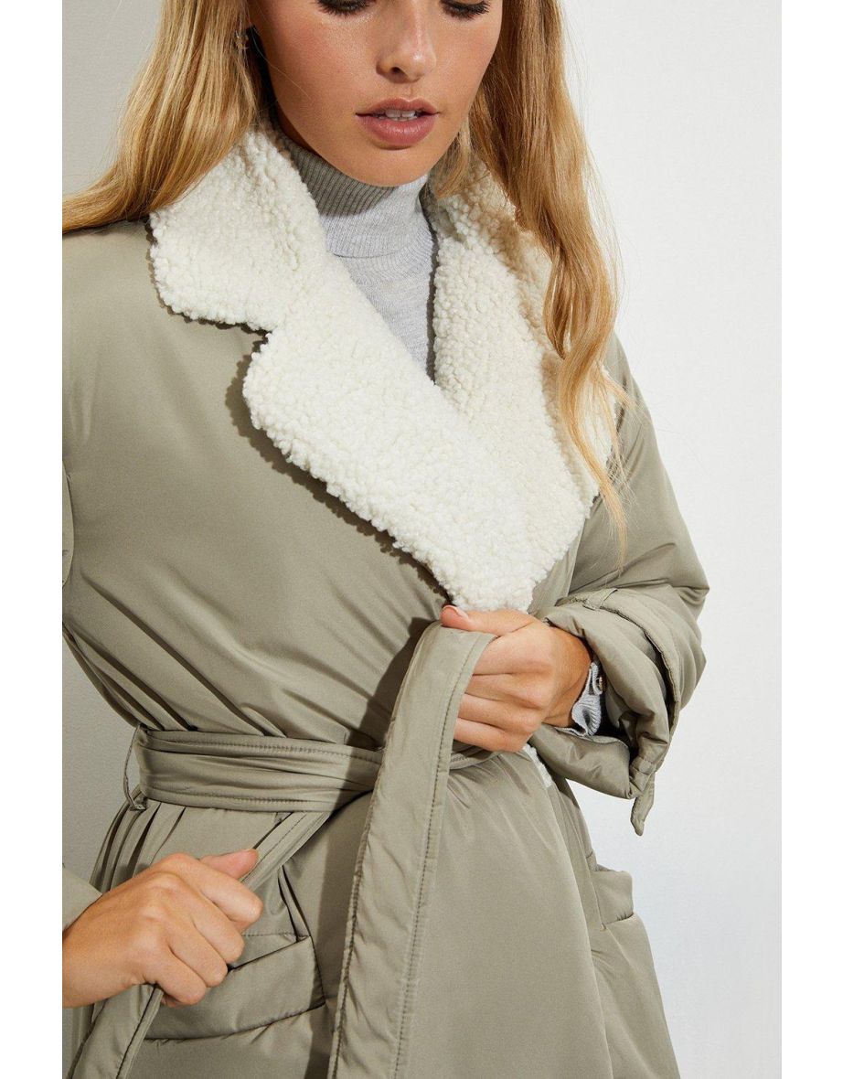Borg Longline Padded Duvet Coat - 3