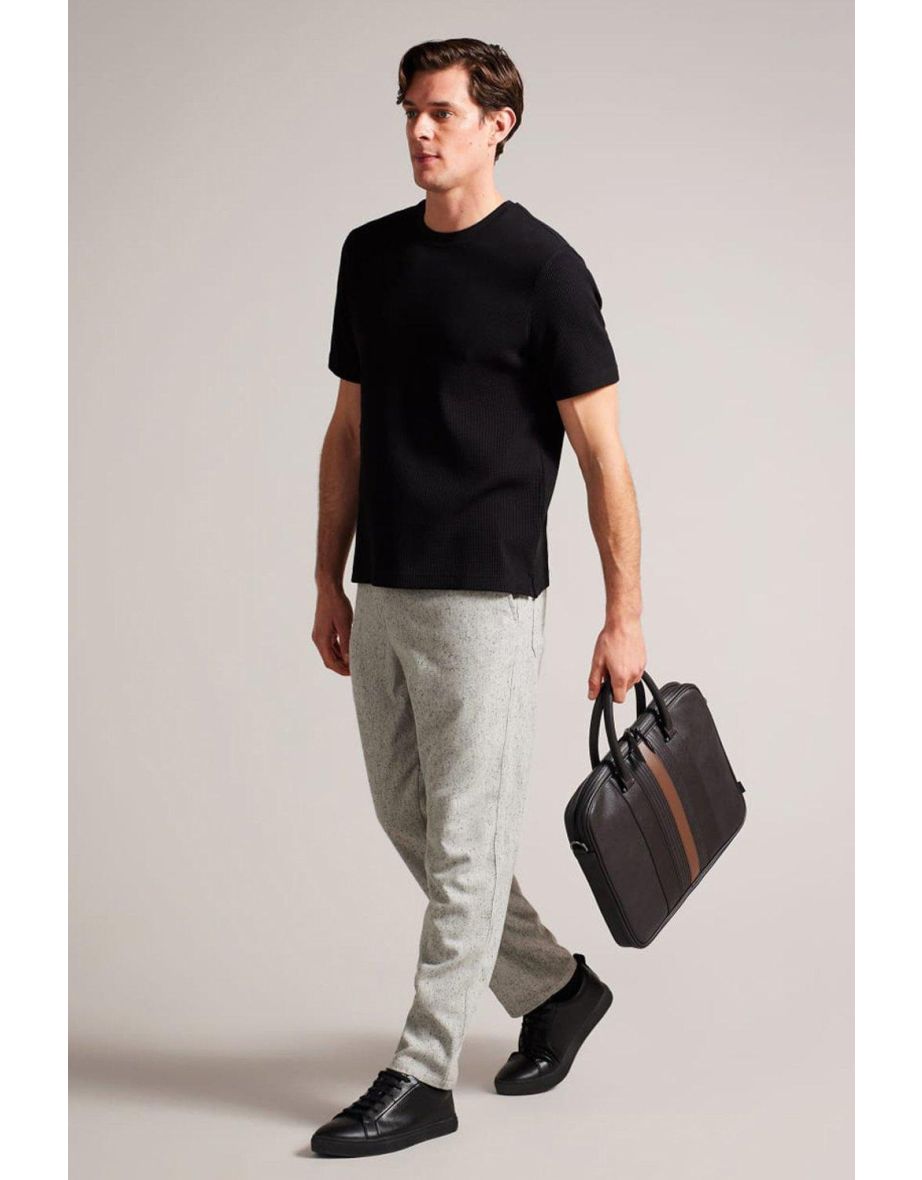 Nevver Striped Pu Document Bag Brn-choc - brown