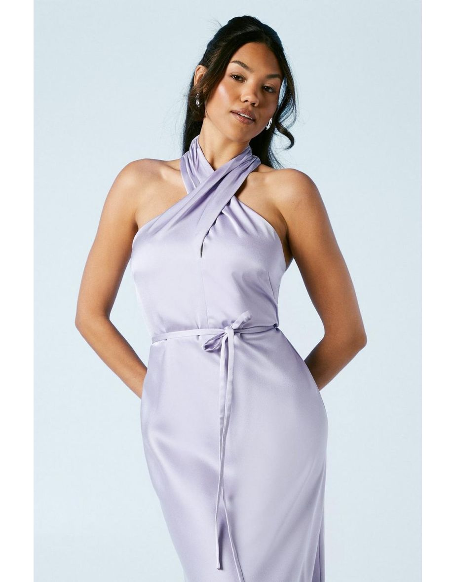 Cross Front Halterneck Bridesmaids Dress - 3