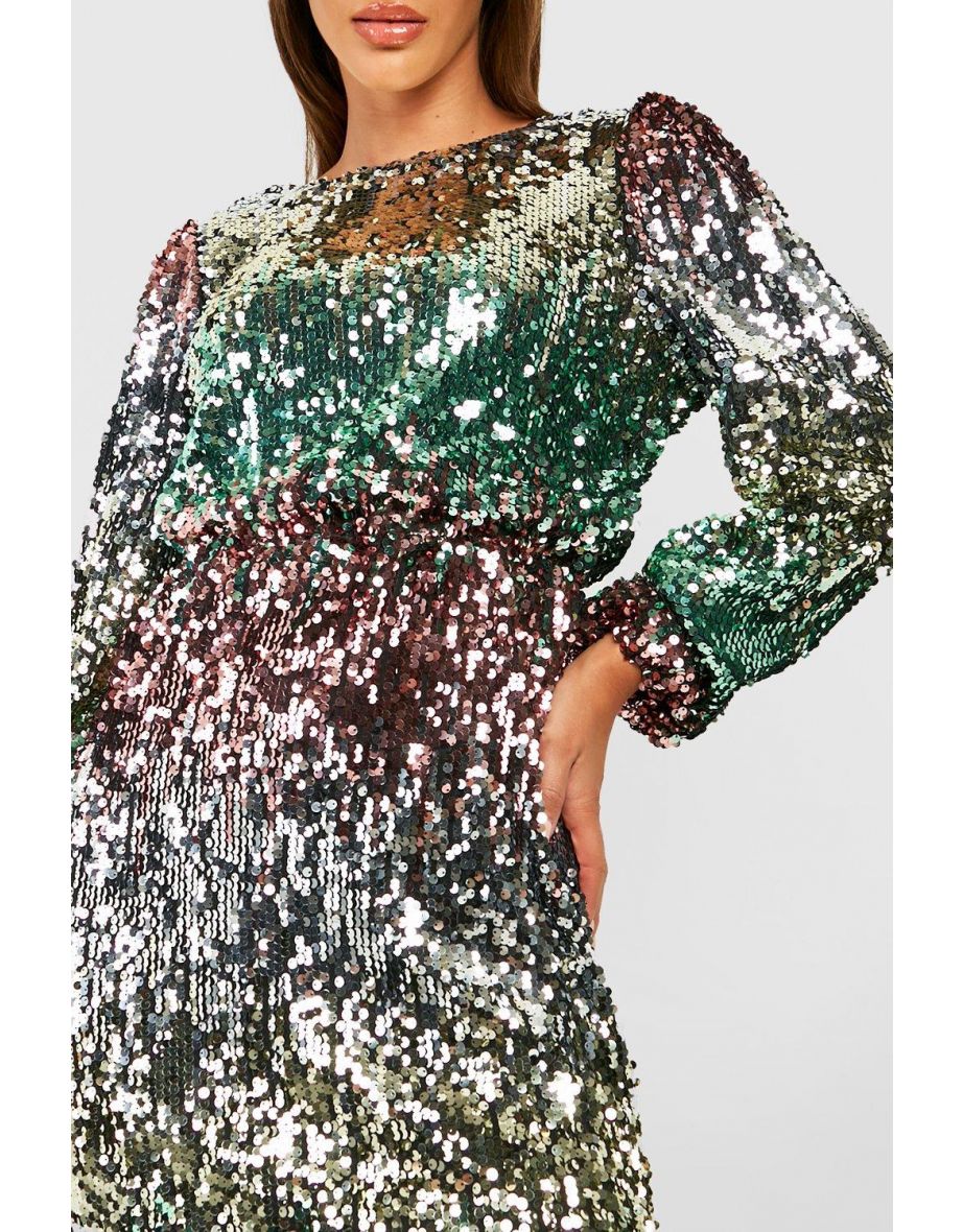 Sequin Ombre Midaxi Party Dress - blush - 3