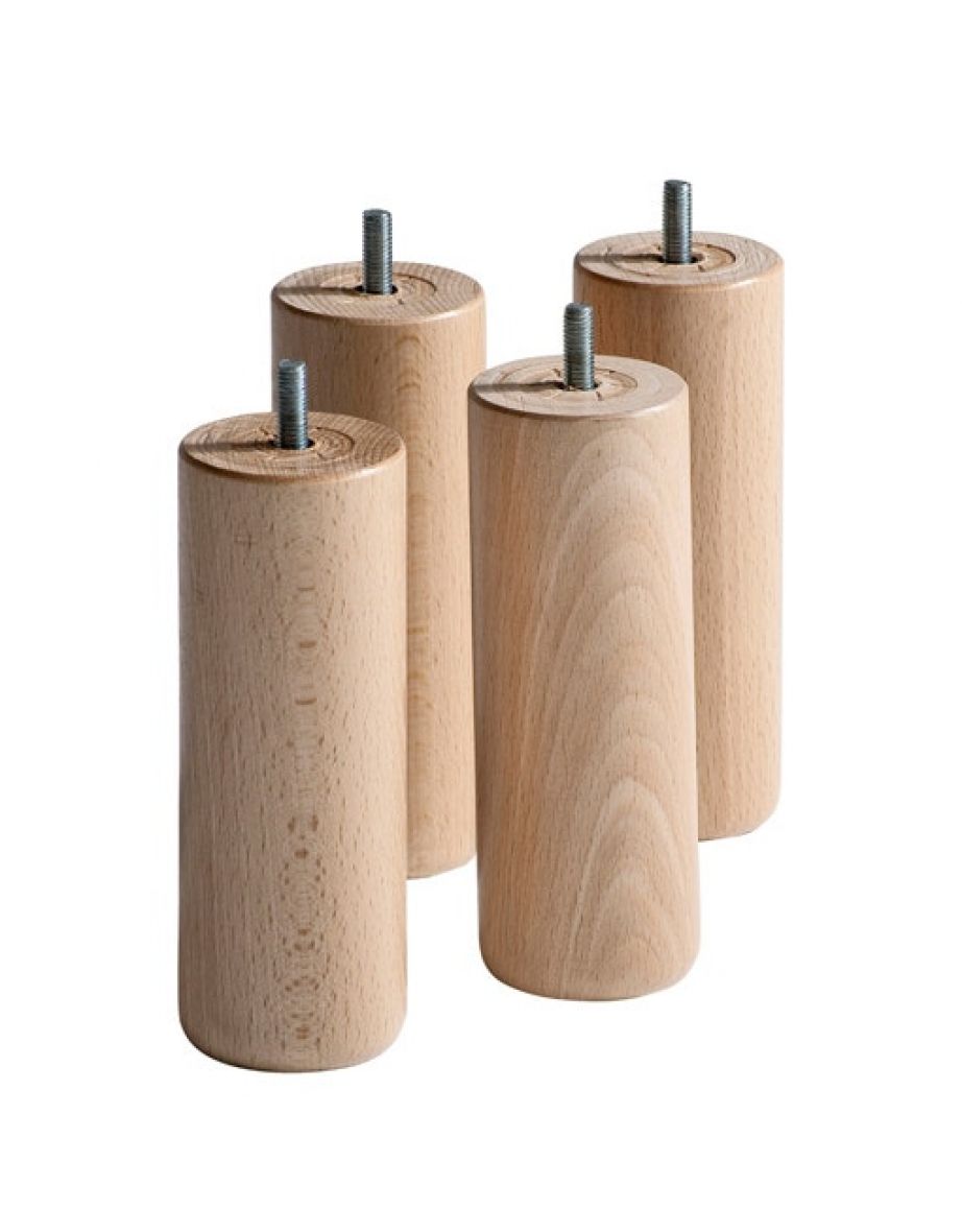 Cylindrical Beech Bed Legs (Pack of 4) - 1