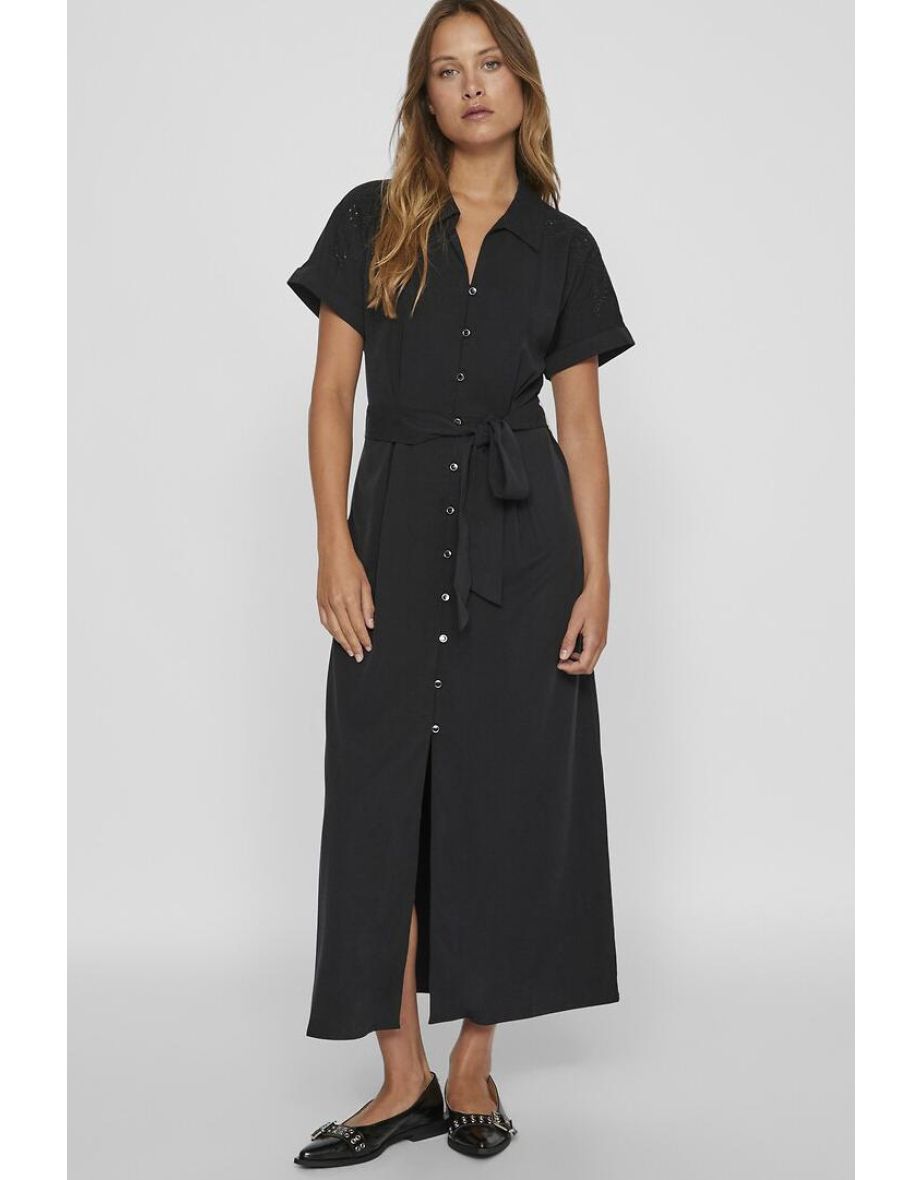 Shop Maxi Shirt Dress with Tie Waist Online in Qatar VogaCloset