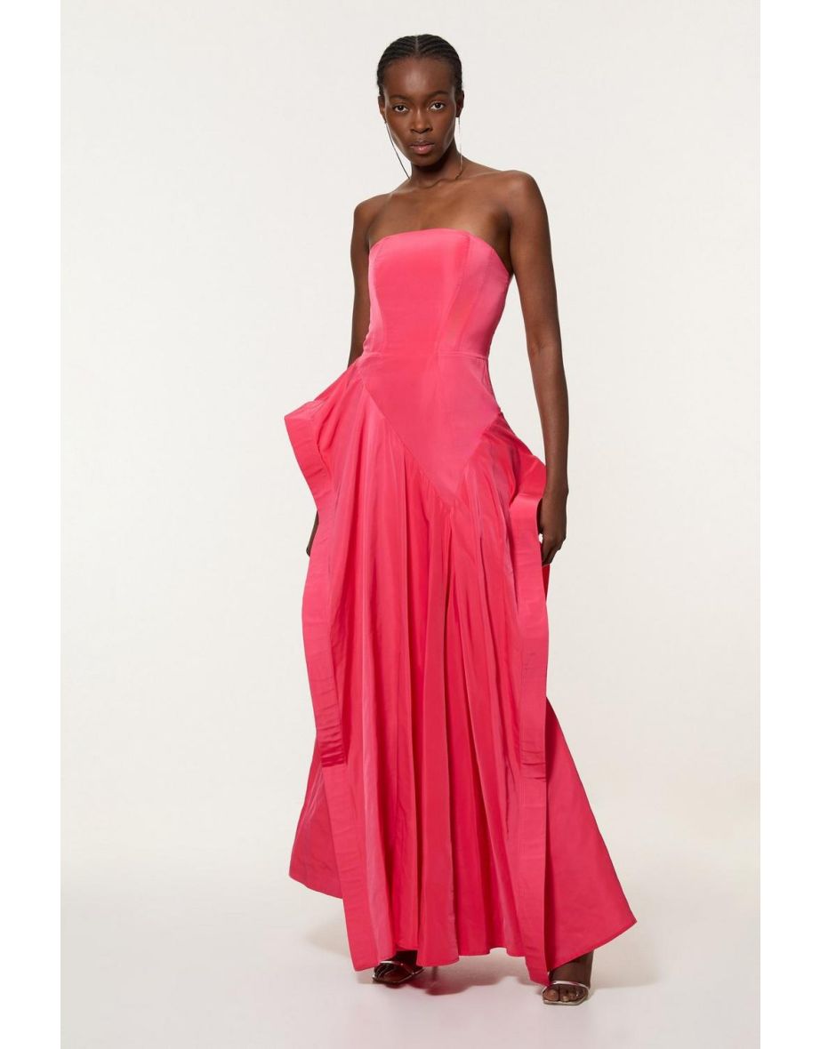 Taffeta Drama Sculptural Tailored Maxi Dress