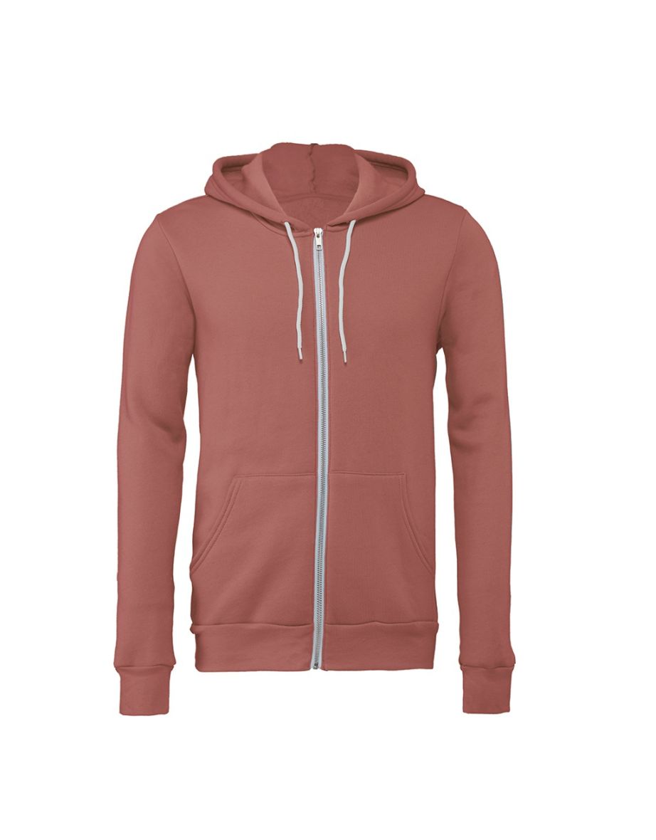 Bella + Canvas Adults Unisex Full Zip Hoodie - Mauve