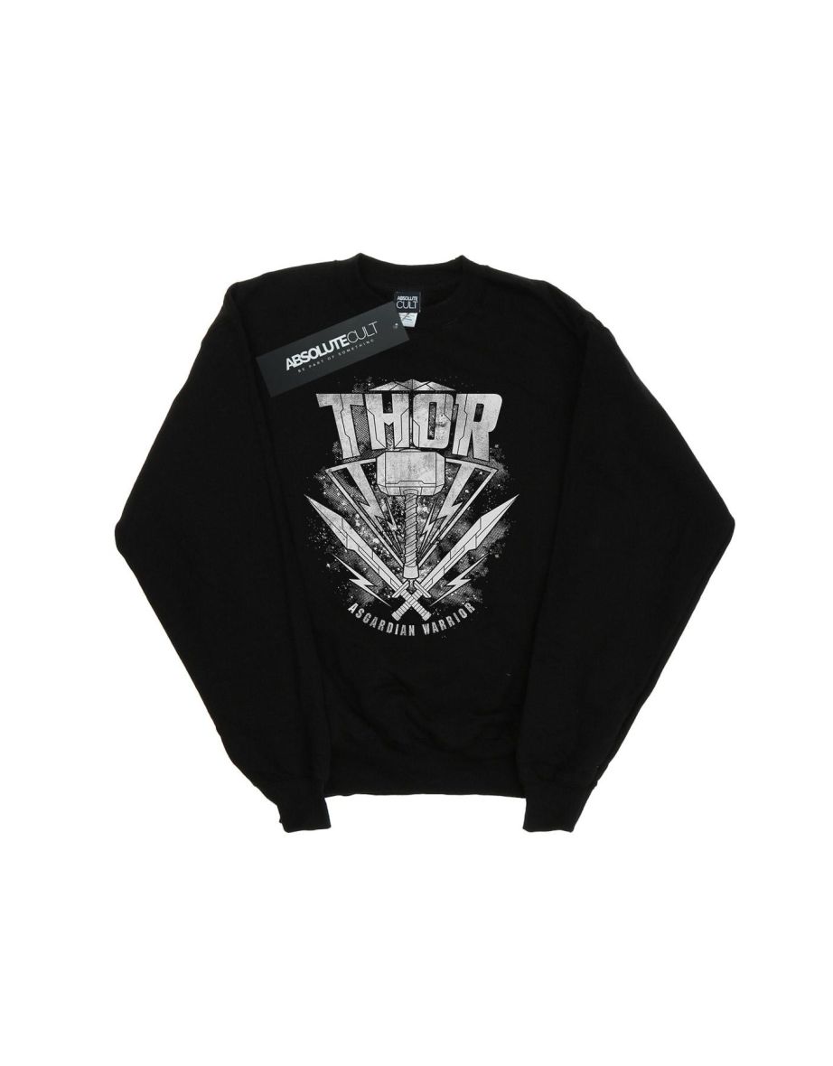 Marvel Girls Thor Ragnarok Hammer Logo Sweatshirt - Black - 3