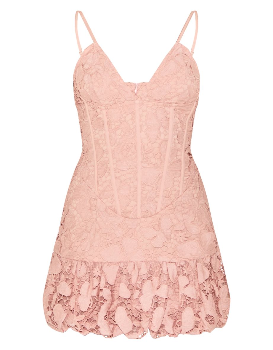 Pink Floral Cup Detail Extreme Puffball Hem Dress - 4