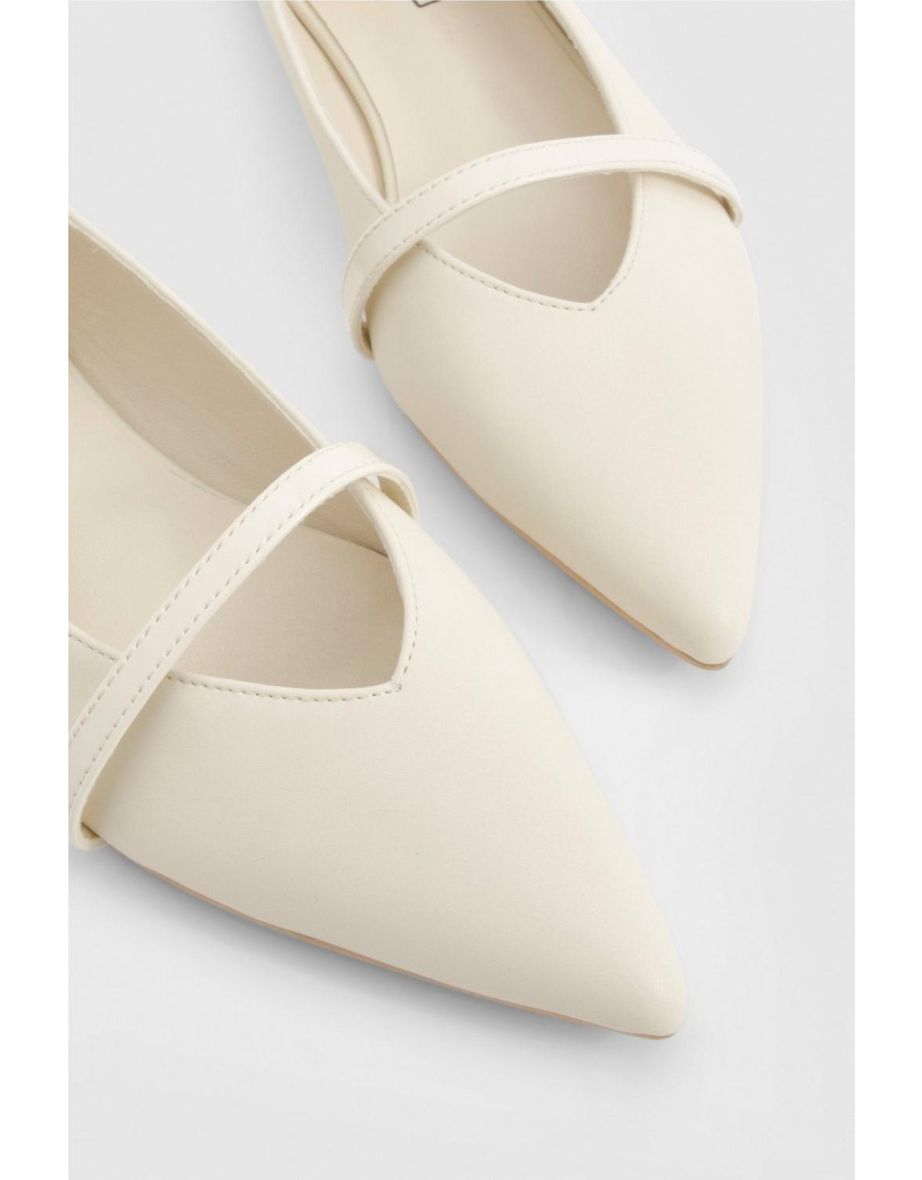 Contrast Detail Pointed Flats - nude - 3