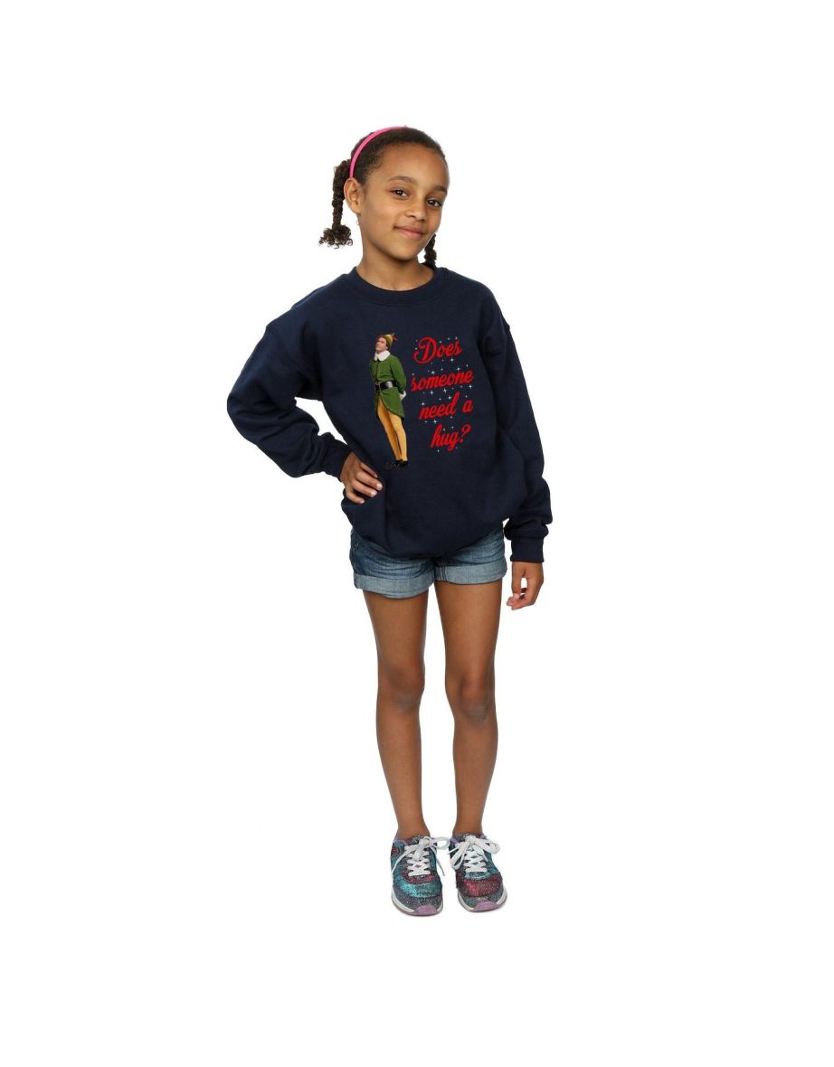Elf Girls Hug Buddy Sweatshirt - Navy Blue - 3