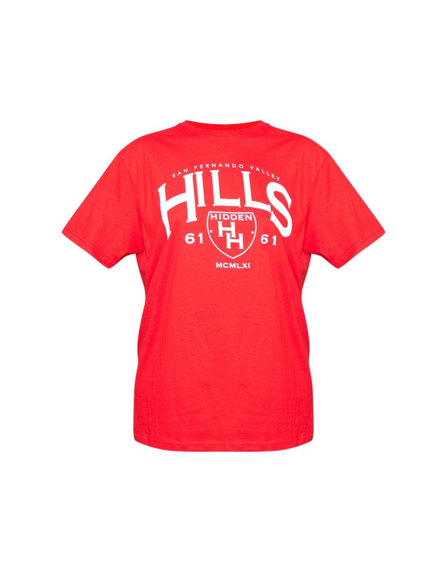 PRETTYLITTLETHING Red Hidden Hills Print T Shirt - 4
