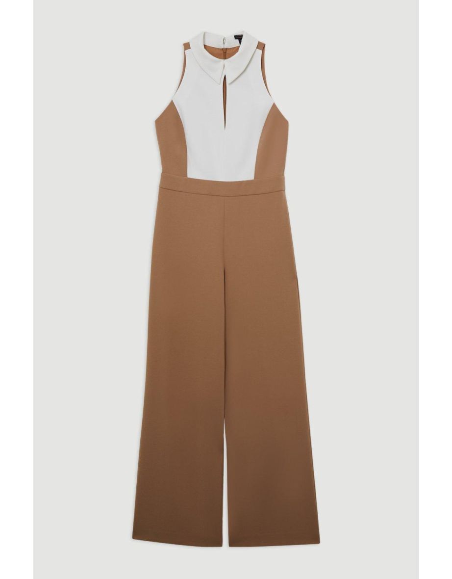 Compact Stretch Tailored Sleeveless Jumpsuit - 3
