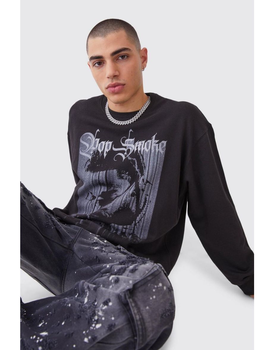 Oversized Pop Smoke Monochrome License Sweatshirt - 2