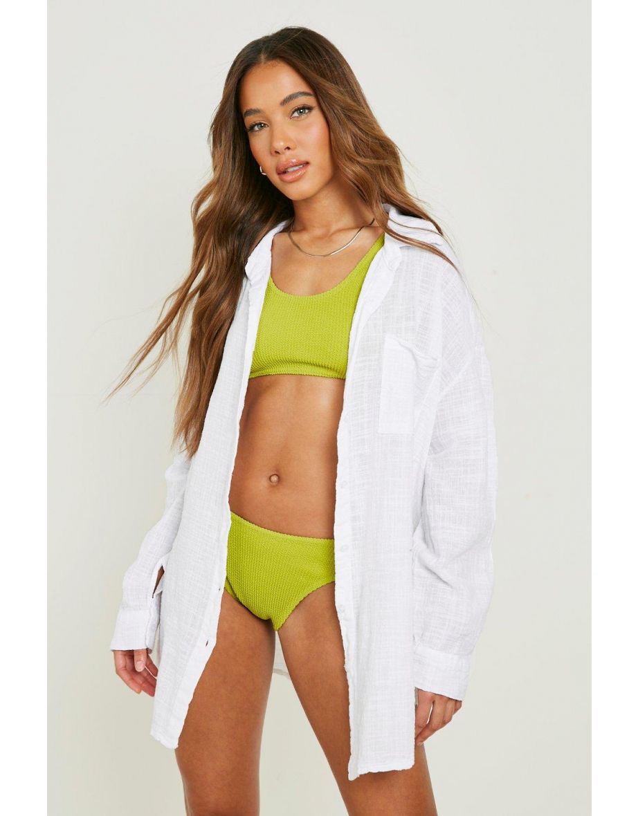 Textured Beach Shirt - white