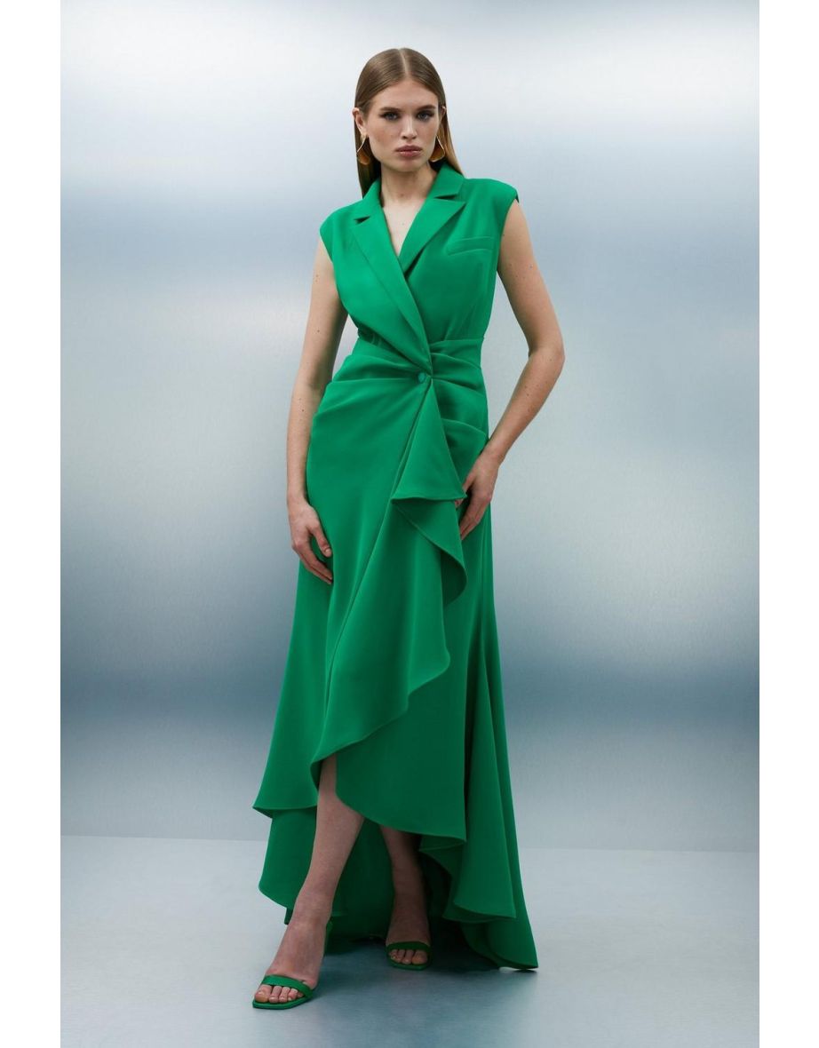 Soft Tailored Colour Block Drape Maxi Dress